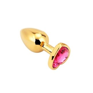 kultainen anaalitappi pinkillä sydän timantilla