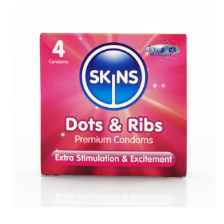 Skins dots & ribs kondomit 4 kpl